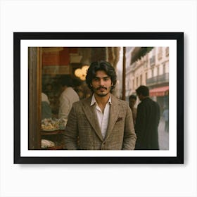 Spanish Man Poses For A Candid Shot Camera Focused On His Expressive Face Shop Window And Retro St Art Print