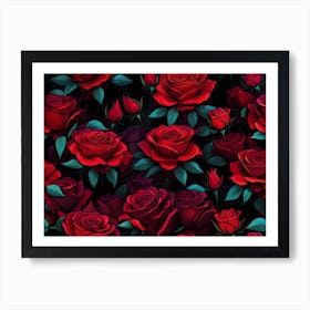 Red Roses Wallpaper Art Print