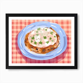 A Plate Of Lasagna, Top View Food Illustration, Landscape 3 Art Print