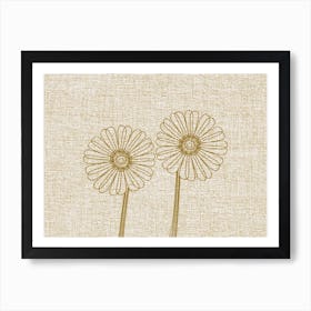 Linen Daisies Line Art April Art Print