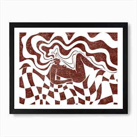 Float Print In Maroon And White Art Print