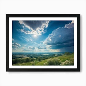 A Landscape Composition During Spring Transformation Into Summer Cumulus Clouds Dominating The High (5) Art Print