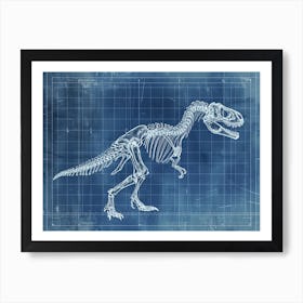 Utahraptor Dinosaur Skeleton Blueprint Art Print