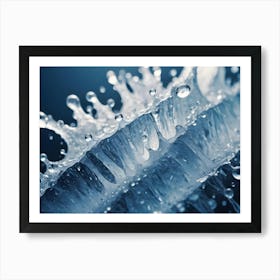 Abstract Image Of A Water Splash, Frozen In Time, Creating A Dynamic And Textured Composition Art Print