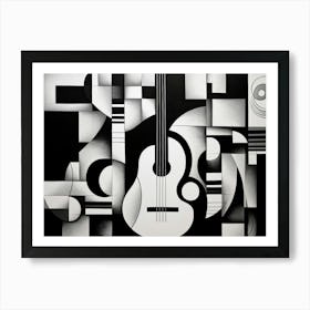 Music Abstract Black And White 8 Art Print