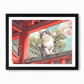Cat Sitting On A Balcony Art Print