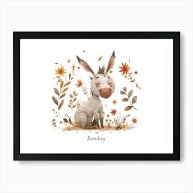 Little Floral Donkey 3 Poster Art Print