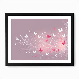 Pink And White Butterflies VECTOR ART Art Print