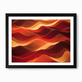 Abstract Background With Flowing, Wavy Lines In Shades Of Red, Orange, And Yellow, Creating A Dynamic And Fiery Effect Art Print