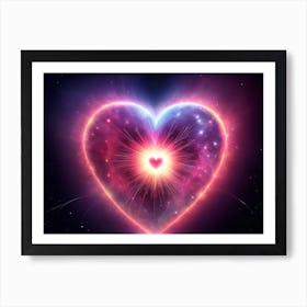 A Colorful Glowing Heart On A Dark Background Horizontal Composition 48 Art Print