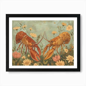Floral Animal Illustration Lobster 3 Art Print
