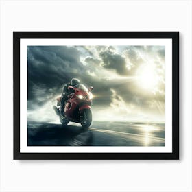 Rider On Red Bike (29) Art Print