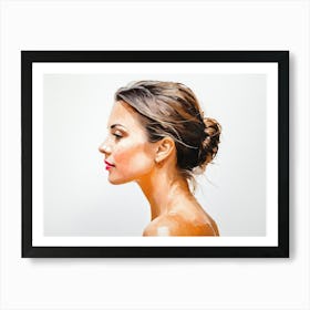 Side Profile Of Beautiful Woman Oil Painting 48 Art Print