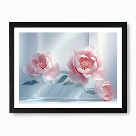 Designation Featuring 3d Watercolour Peonies In Rose Colors Art Print