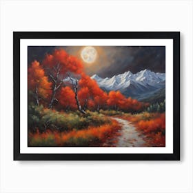 Full Moon In The Mountains 1 Art Print