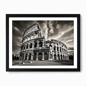 Black And White Photograph Of Ancient Roman Landmarks Colosseum Art Print