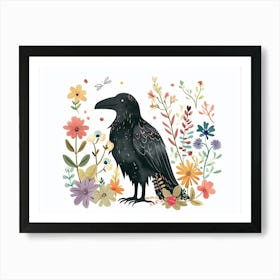 Little Floral Raven Art Print