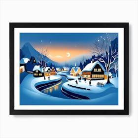 Christmas Winter Village 3 Art Print