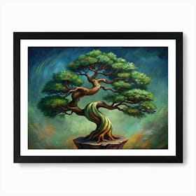 Bonsai Tree With Green Foliage And Twisted Branches Art Print