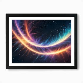 Abstract Image Of A Cosmic Nebula With Swirling, Vibrant Colors Of Orange, Blue, And Purple Art Print