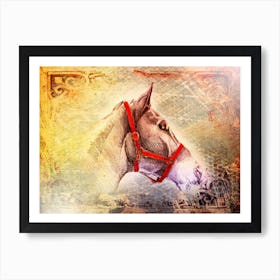 Horse Drawing Art Illustration In A Photomontage Style 48 Art Print