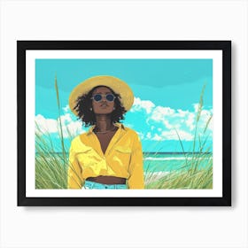 Illustration of an African American woman at the beach 22 Art Print