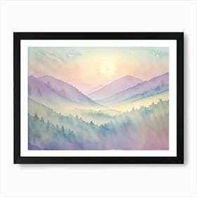 Watercolor Mountains Canvas Art Art Print