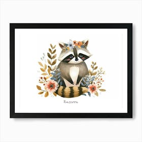 Little Floral Raccoon 3 Poster Art Print