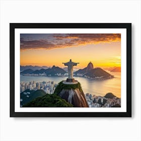 Cristo Redentor Statue Towering Over Rio De Janeiro Located On Corcovado Mountain Overlooking A Sc (6) Art Print