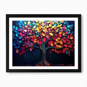 Elegant Colorful Tree With Vibrant Leaves Hanging Branches 13 Art Print