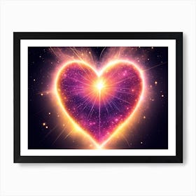 A Colorful Glowing Heart On A Dark Background Horizontal Composition 37 Art Print