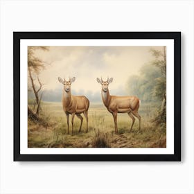 Autumn Forest Deer Painting Art Print