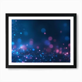 Abstract Blue And Pink Bokeh Lights With Glowing Particles Against A Dark Background Art Print