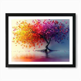 Elegant Colorful Tree With Vibrant Leaves Hanging Branches 20 Poster