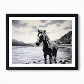A Horse Oil Painting In El Nido Beaches, Philippines, Landscape 1 Art Print