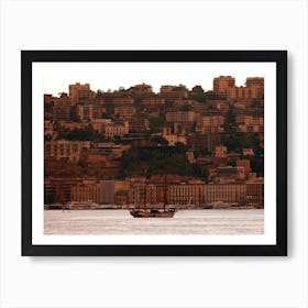 Naples City Wotn Houses Architecure Boat Ship Water Italy Italia Italian photo photography art travel Art Print