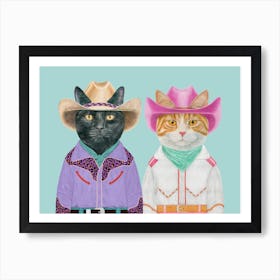 Cowboy Cats 9 Art Print