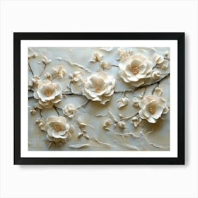 3d Sculpted Rose Blossoms and Delicate Petals Art Print