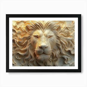 3d Peaceful Sleeping Lion Art Print