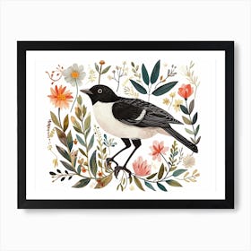 Little Floral Magpie 3 Art Print