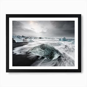 Dramatic ice beach Art Print