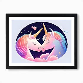 Unicorns Kissing Art Print