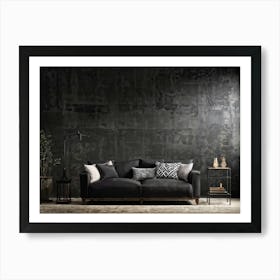 Abstract Retro Design Featuring Block Patterns Mimic Aged Concrete With Rough Texture Set Against T (4) Art Print