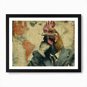 Absurd Bestiary: From Minimalism to Political Satire.Rooster 4 Art Print