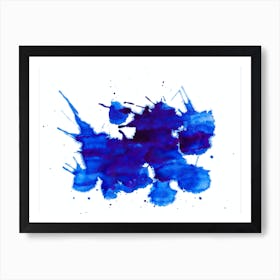 Blue Watercolor Splatter. Abstract blue painting. Art Print