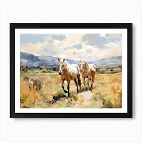 Horses Painting In Cotacachi, Ecuador, Landscape 2 Art Print