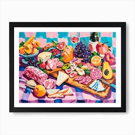 Mediterranean Mezze Platter Pink Checkerboard 3 Art Print