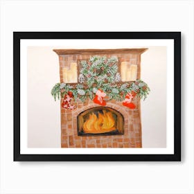 Christmas Fireplace Art Print