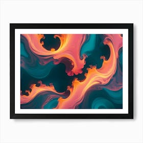 Abstract Image Of Swirling, Iridescent Colors In Shades Of Blue, Teal, Purple, Orange, And Yellow 1 Art Print