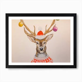 Christmas deer Art Print